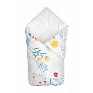 Baby Nellys Kojenecká zavinovačka Klasik Flóra, bílá s potiskem