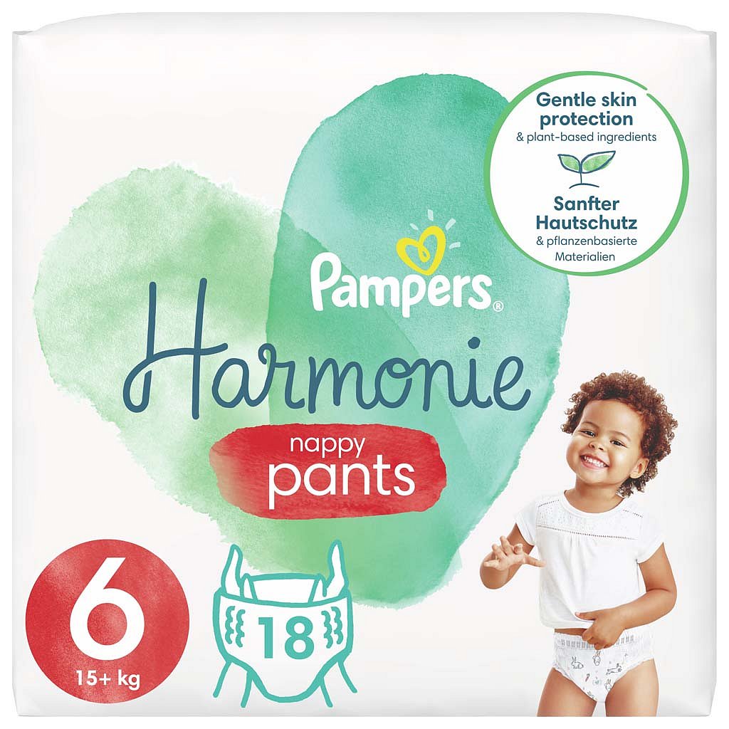 PAMPERS Pants Harmonie Plenkové Kalhotky Velikost 6, 18 ks, 15 kg+