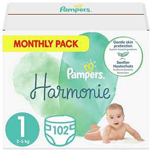 PAMPERS Harmonie Velikost 1, 102 ks, 2-5 kg