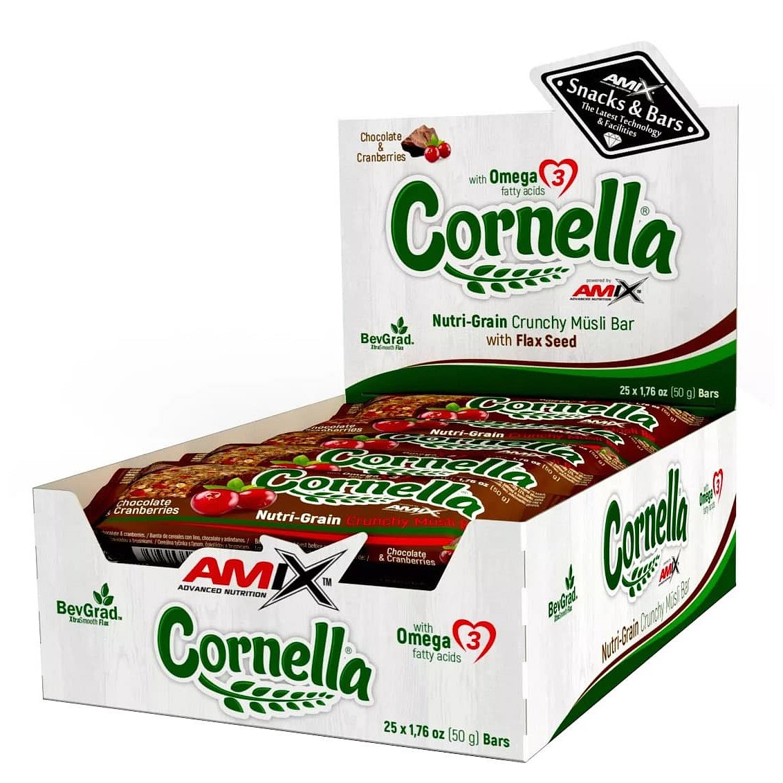 Amix Cornella bar, Čokoláda-Brusinka 25x50g