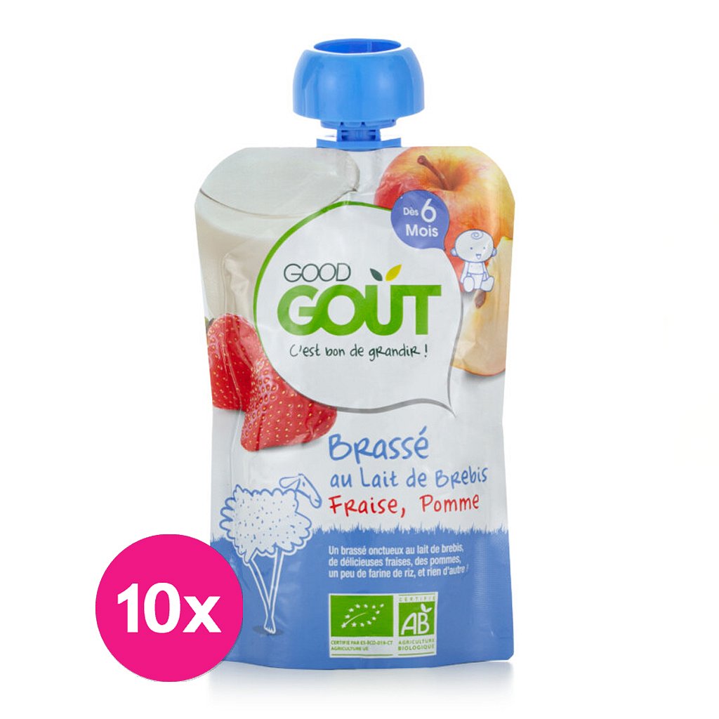 10x GOOD GOUT BIO Ovčí jogurt s jablkem a jahodou 90 g