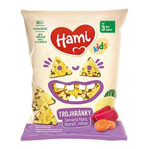 Hami BIO Trojhránky červená řepa, špenát, mrkev 3r+ 30 g
