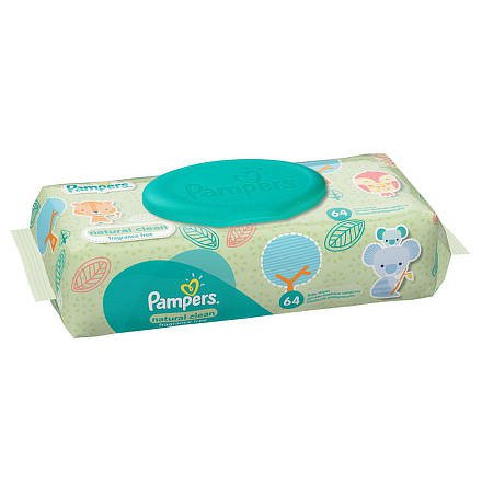 Pampers Naturally Clean ubrousky 64 ks