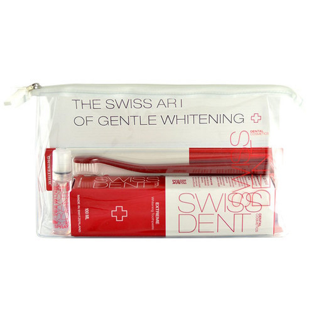 Swissdent sada EXTREME (pasta 100 ml Extreme + spray 9 ml Extreme + kartáček whitening + taštička)