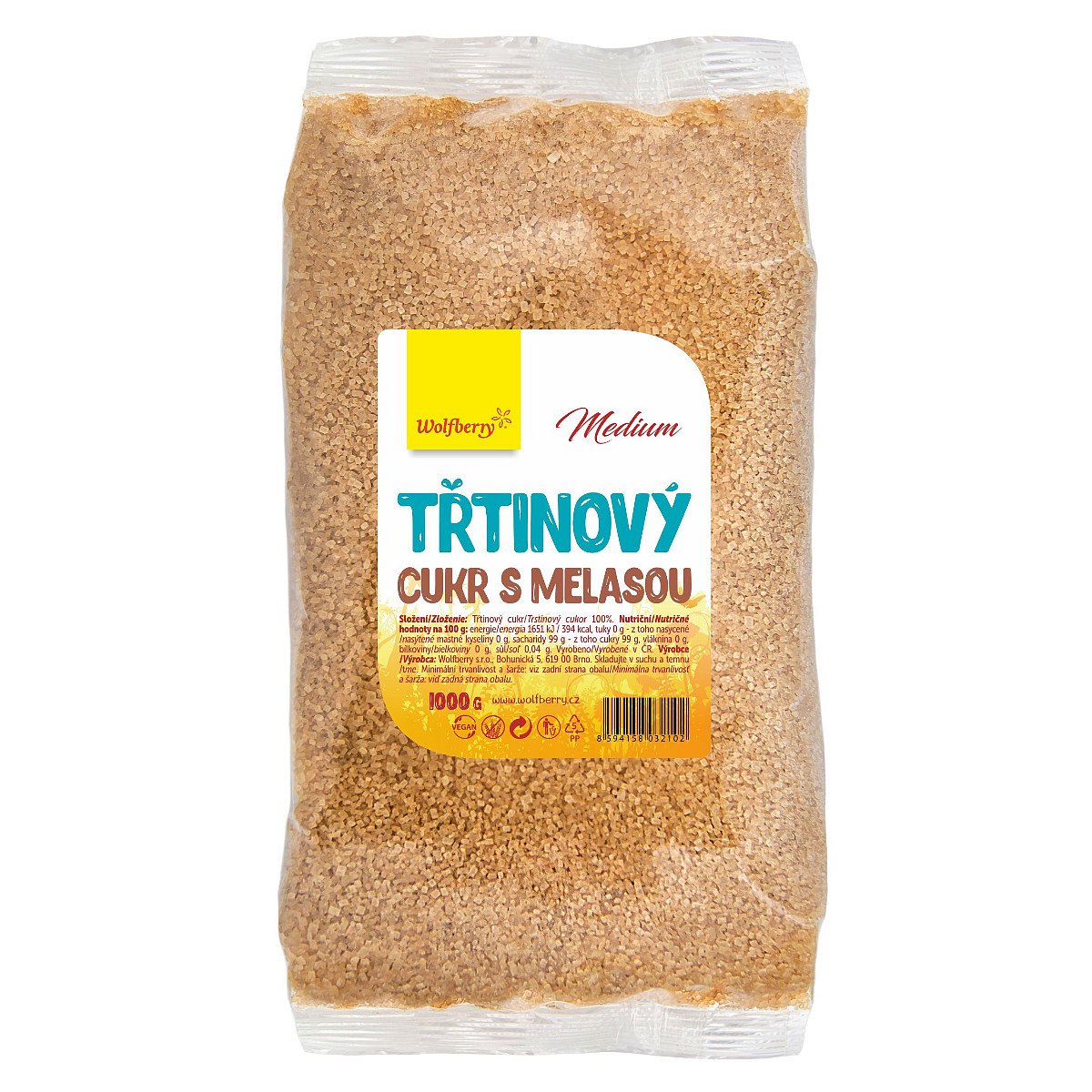 Wolfberry Třtinový cukr s melasou 1000 g