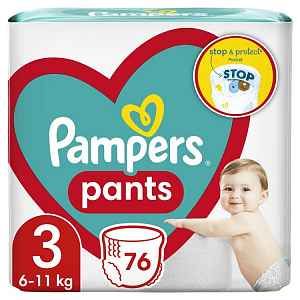 PAMPERS Pants 3 (6-11 kg) 76 ks Midi - plenkové kalhotky