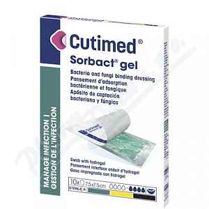 Cutimed Sorbact Gel 7,5xcmx7,5cm antimikrobiální krytí sorbact s hydro