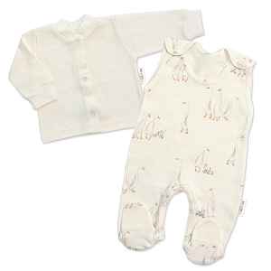 Baby Nellys Kojenecké dupačky s košilkou, bavlna, Husičky, smetanové, vel. 62