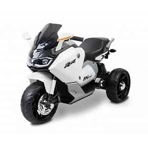 Toyz Elektrická tříkolová motorka pro děti  – 2 motory, LED, USB, bílá