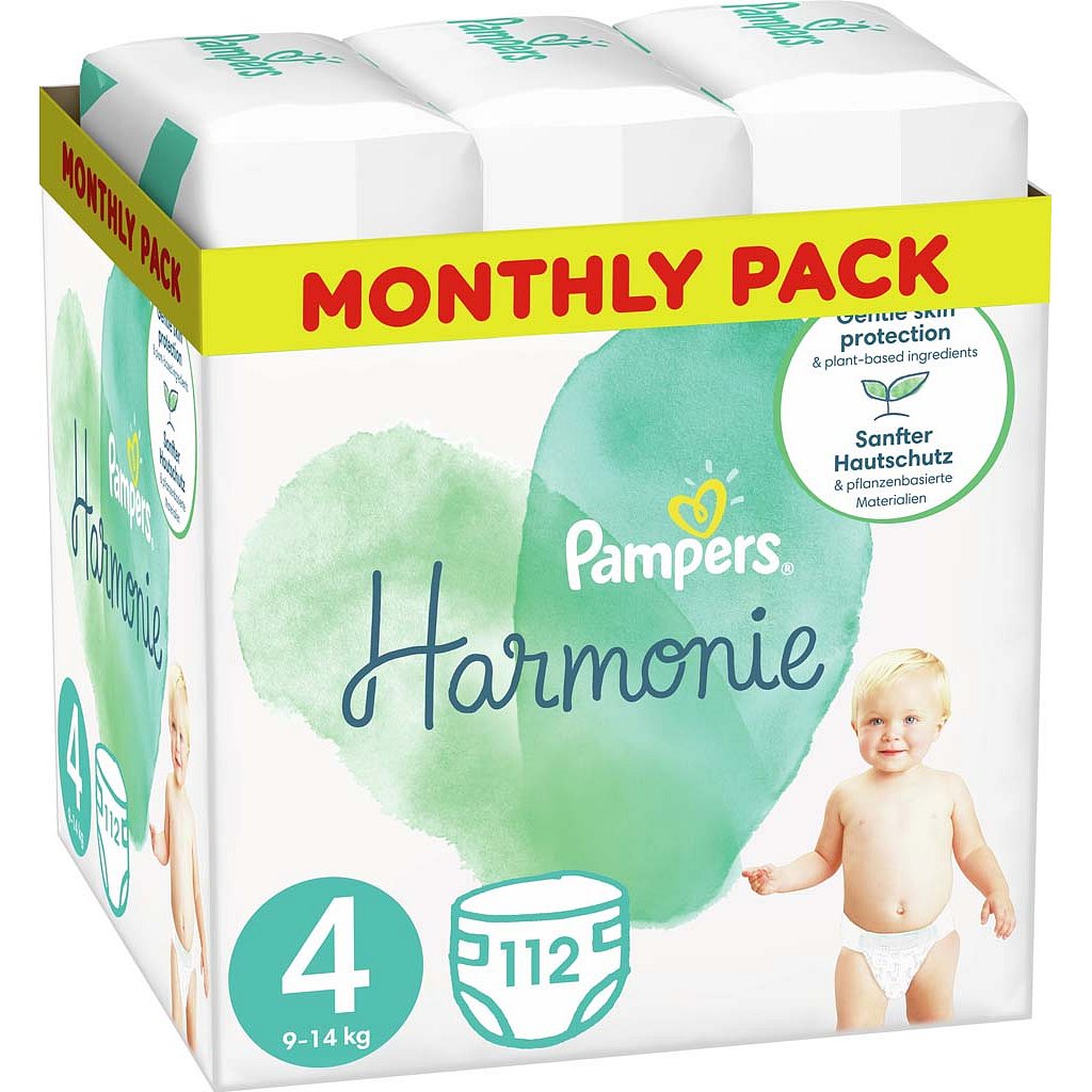 PAMPERS Harmonie Plenky Velikost 4, 112 ks, 9-14 kg