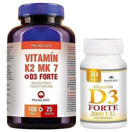 Pharma Activ Vitamín K MK7 + D3 Forte 100 tablet + 25 tablet