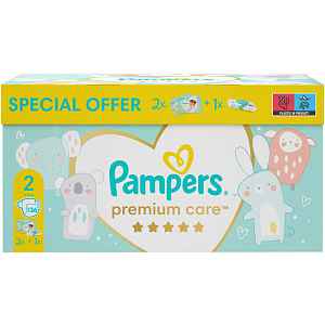 Pampers Premium Care Velikost 2, 136 Plenek + ubrousky ZDARMA