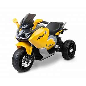 Toyz Elektrická tříkolová motorka pro děti  – 2 motory, LED, USB, žlutá