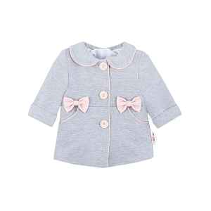 Baby Nellys Dětský bavlněný  kabátek s mašličkami, šedý, vel. 92