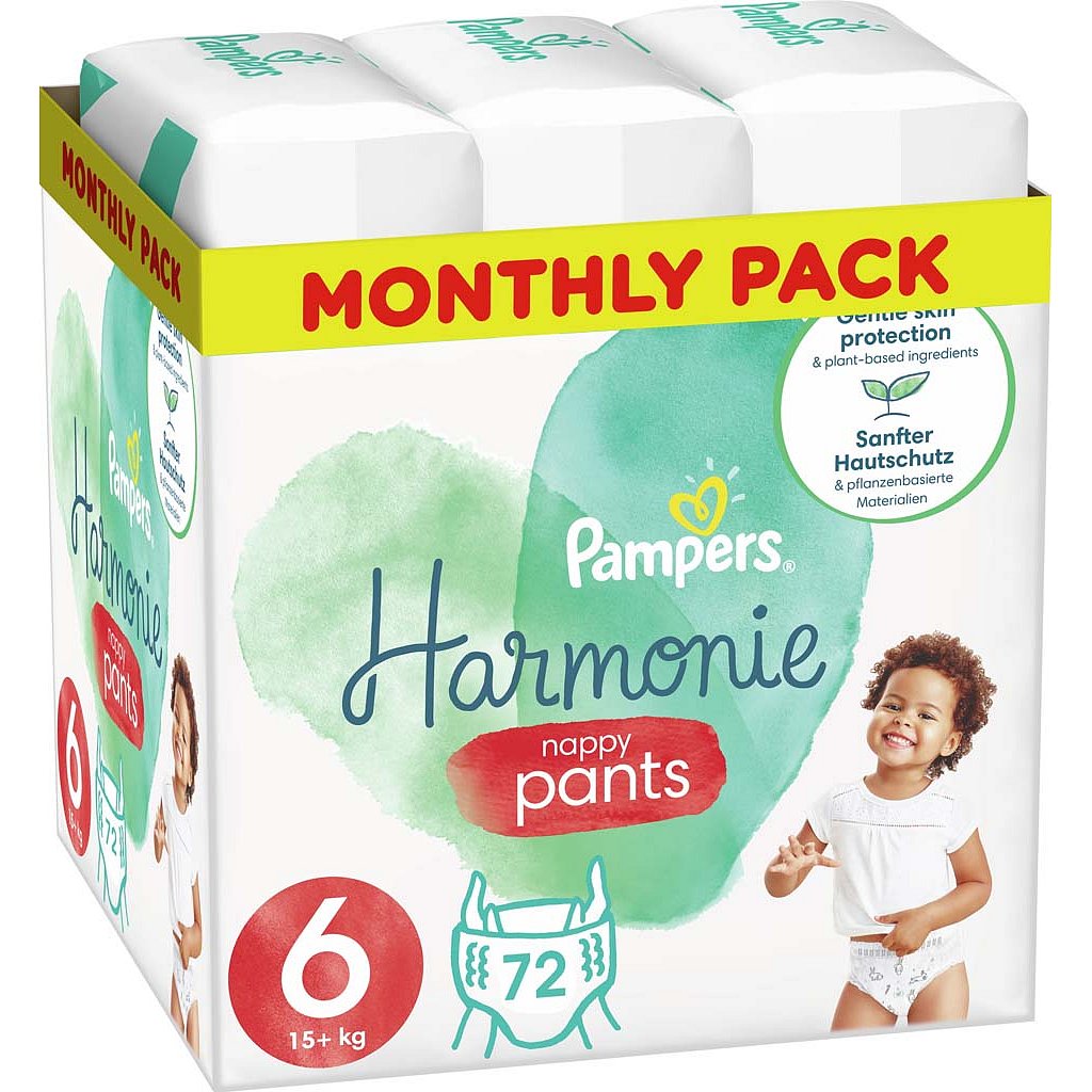 PAMPERS Pants Harmonie Plenkové Kalhotky Velikost 6, 72 ks, 15 kg+
