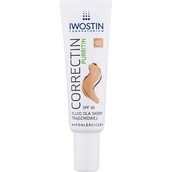 Iwostin Purritin Correctin dlouhodobě krycí matující fluid pro aknózní pleť SPF 30 odstín Natural 30 ml