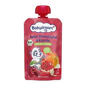 Babydream BIO Ovocná kapsička jablko, granátové jablko, třešeň 100 g