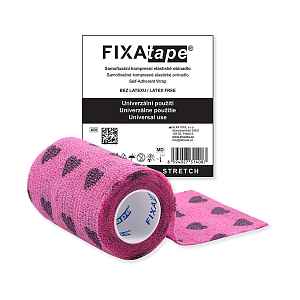FIXAPLAST Fixatape stretch samofixační obinadlo 7,5 cm x 450 cm růžové srdce 1 kus