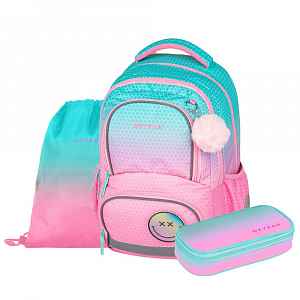 Oxybag OXY NEXT - školní set Ombre Pink 3 ks: batoh, penál, sáček