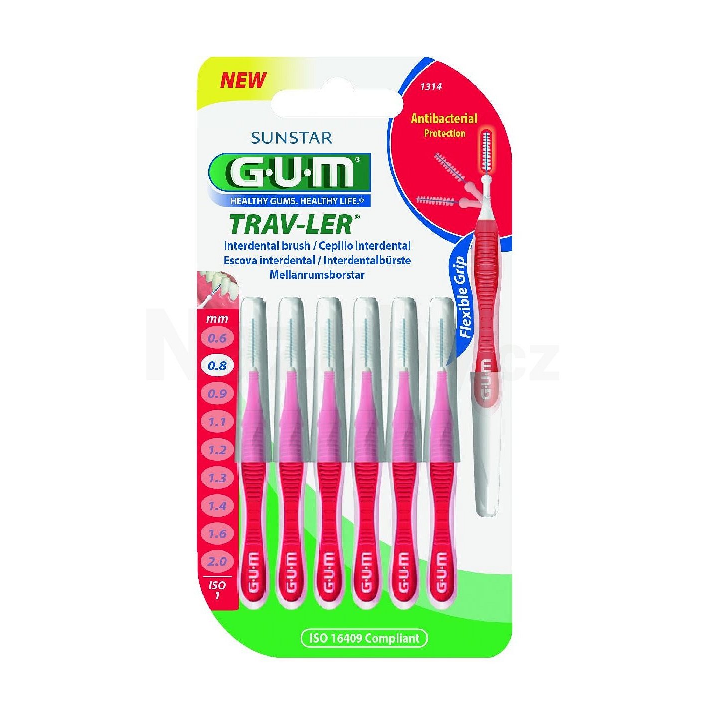 GUM Trav-Ler mezizubní kartáčky 0,8 mm červené 6 ks