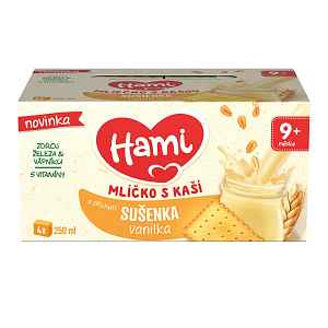 Hami Mlíčko s kaší s příchutí sušenka a vanilka 4x250 ml