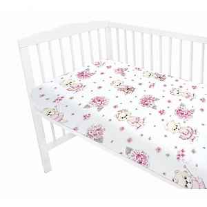 Miminu Dětské bavlněné prostěradlo do postýlky, Míša Baletka - růžová, 140 x 70 cm