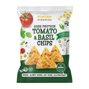 Popcrop Pyramids Proteinové chipsy Rajče a bazalka 60 g