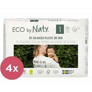 4x ECO BY NATY 1 Newborn, 25 ks (2-5 kg) - jednorázové pleny