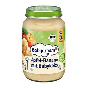 Babydream BIO ovocný příkrm jablko, banán a keksy 190 g