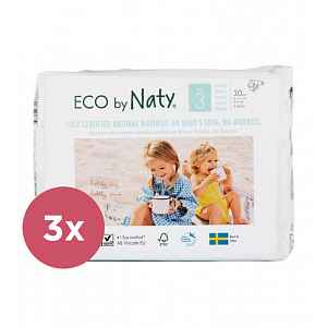 3x ECO BY NATY 3 Midi, 30 ks (4-9 kg) - jednorázové pleny