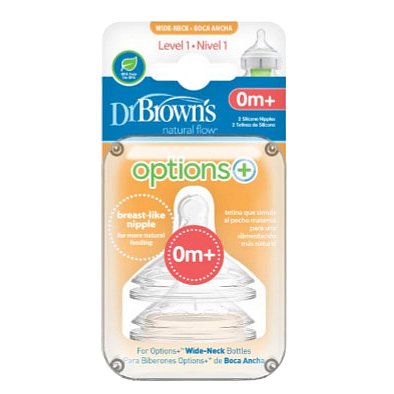 Náhradní silikonové savičky pro kojenecké láhve options + WIDE-NECK stupeň 1,2 ks