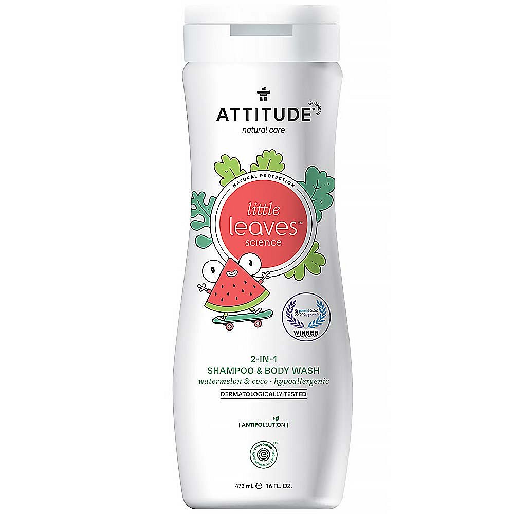 ATTITUDE Little leaves dětské tělové mýdlo a šampon 2 v 1 s vůní melounu a kokosu 473 ml