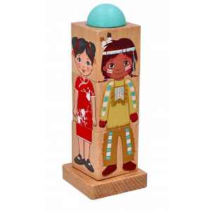 Adam Toys Dřevěná rotační hádanka Děti světa