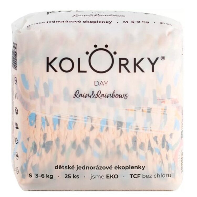 KOLORKY DAY Pleny jednorázové eko, déšť&duhy S (3-6 kg) 25 ks