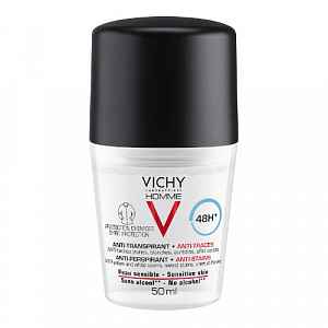 Vichy Homme Deodorant deodorant roll-on proti bílým a žlutým skvrnám 48h  50 ml