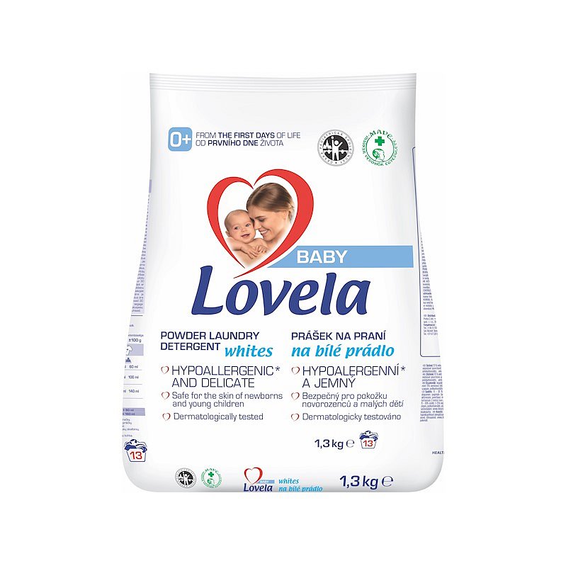 LOVELA Baby prášek na praní na bílé prádlo 1,3 kg / 13 pracích dávek