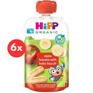 6x HiPP BIO Jablko-Banán-Baby sušenky od uk. 4.-6. měsíce