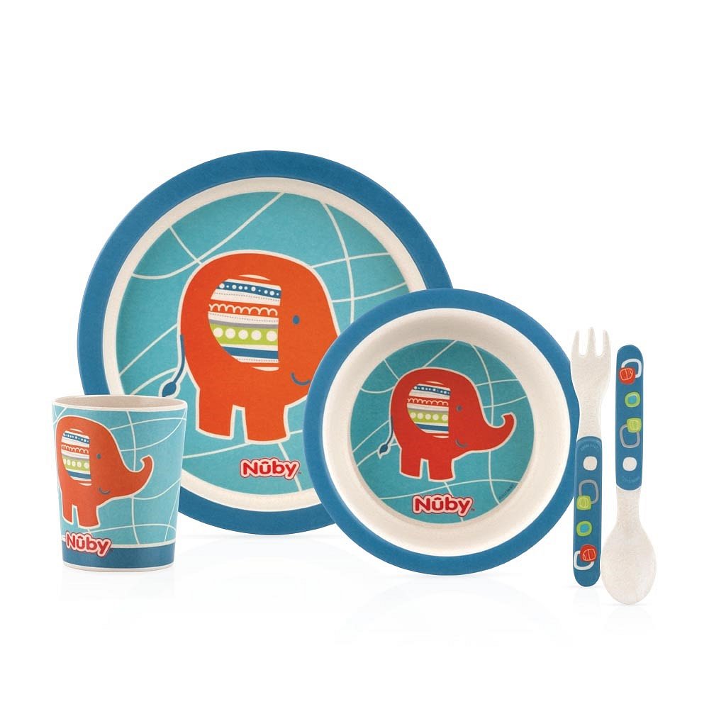 NUBY Bamboo jídelní set sloník 6m+