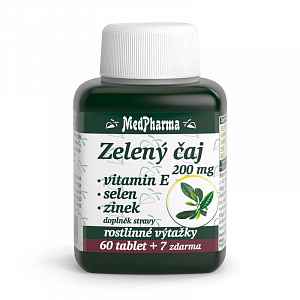 MedPharma Zelený čaj 200 mg vitamín E+Se+Zn tablety 67