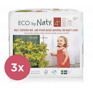 3x ECO BY NATY 4+ Maxi+, 24 ks (9-20 kg) - jednorázové pleny