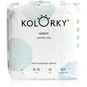 Kolorky Night Limited Fun jednorázové pleny na noc velikost L 8-13 kg 19 ks