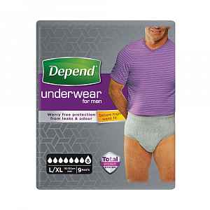 Inkontinenční kalhotky abs. DEPEND Super L/XL pro muže 9 ks