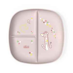 CHICCO Talíř dělený pink 12m+