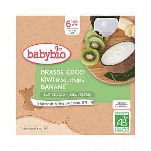 BABYBIO Svačinka s kokosovým mlékem - Kiwi a banán 4 x 85 g