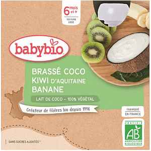 BABYBIO Svačinka s kokosovým mlékem - Kiwi a banán 4 x 85 g