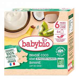 BABYBIO Svačinka s kokosovým mlékem - Kiwi a banán 4 x 85 g