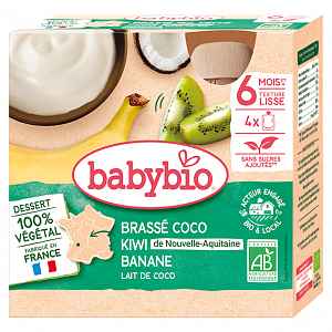 BABYBIO Svačinka s kokosovým mlékem - Kiwi a banán 4 x 85 g