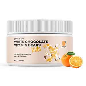 BrainMax KIDS White Chocolate Vitamin Bears, Orange, 120 g (60 ks)