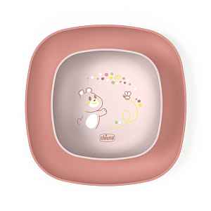 CHICCO Set jídelní - miska a talíř pink 12m+