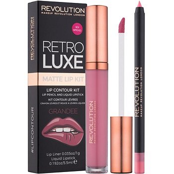 Makeup Revolution Retro Luxe matná sada na rty odstín Grandee 5,5 ml